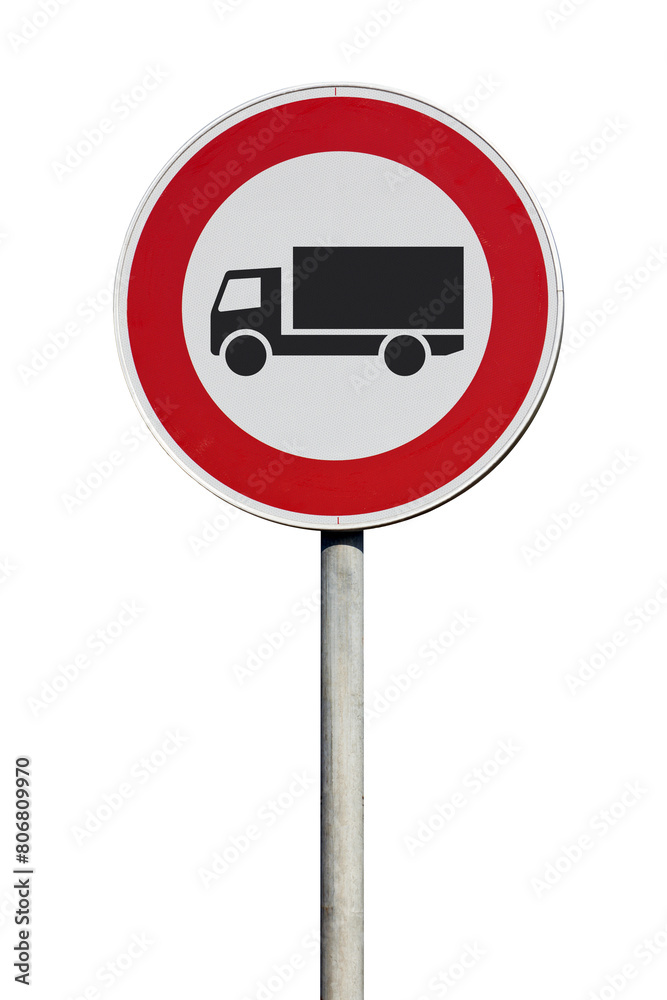 Verkehrsschild Durchfahrt für Lkw verboten isoliert mit Transparenz