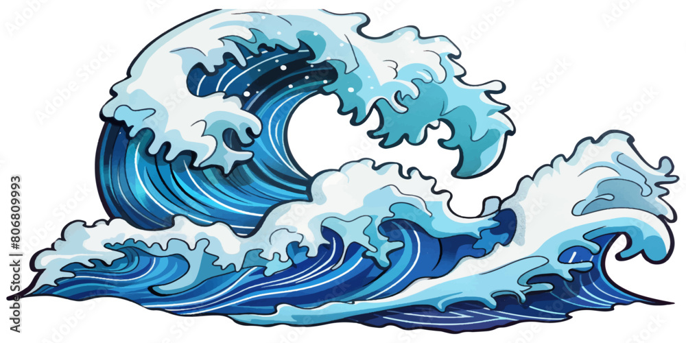 cartoon illustration of big wave isolated on white background cartoon illustration of big wave isolated on white background
