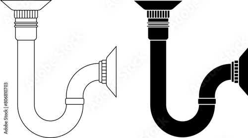 outline silhouette sink pipes icon