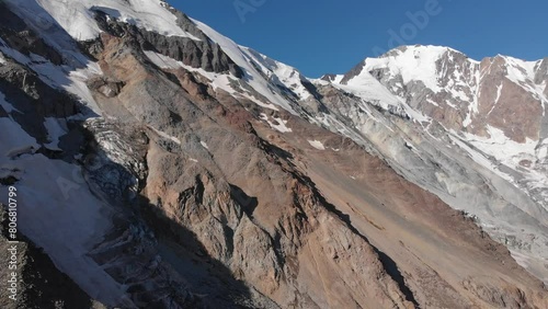 Caucasus, North Ossetia, Genaldon Gorge. Upper reaches of the Kolka glacier valley.
