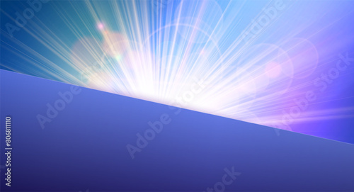 Empty card with spar of energy for your design. Colorful light.