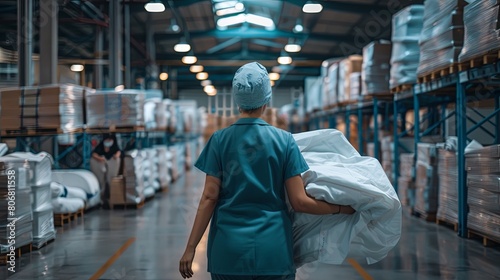 doctor in a cap with warehouse