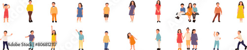 children in flat style on white background vector