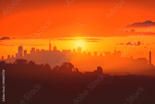 Midtown skyline at golden hour, timelapse of rising sun and the tall buildings 4k