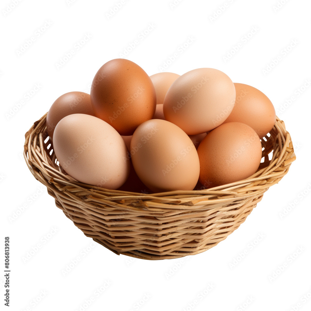 Eggs in a basket isolated on transparent background Eggs in a basket isolated on transparent background