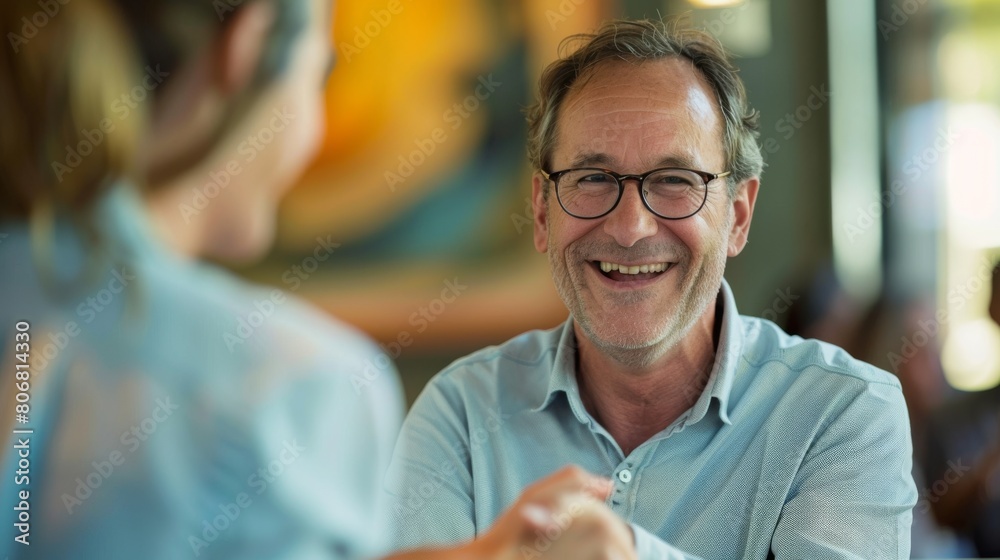 A Smiling Senior Man Handshaking A Smiling Senior Man Handshaking