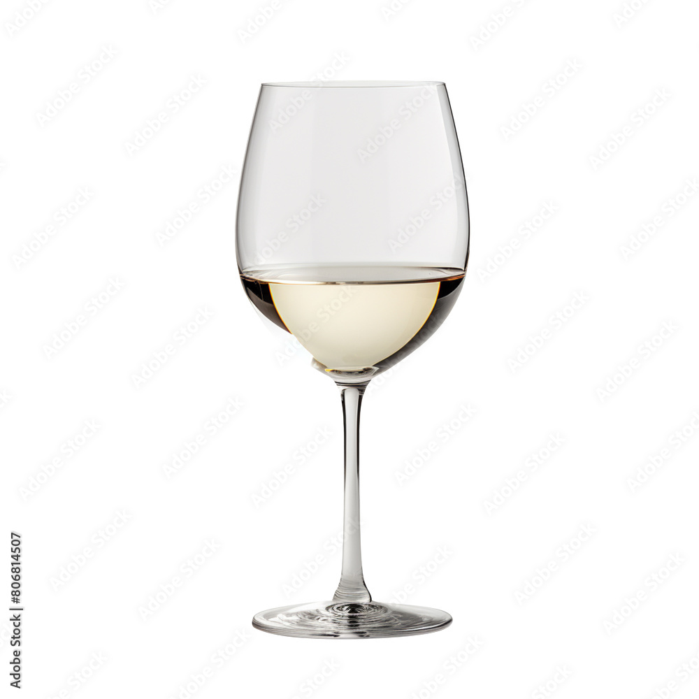 Elegant white wine glass isolated on transparent background