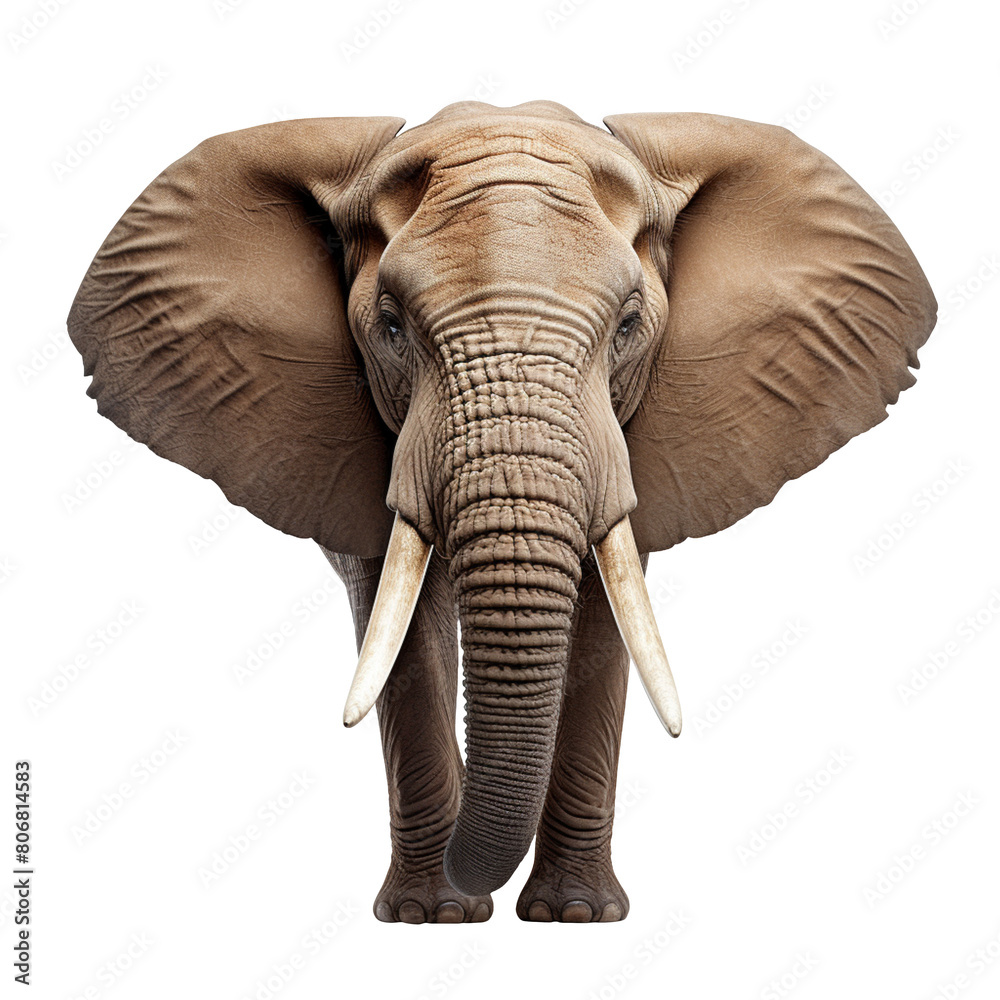 Fototapeta premium Elephant face shot isolated on transparent background