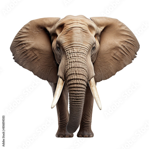 Elephant face shot isolated on transparent background
