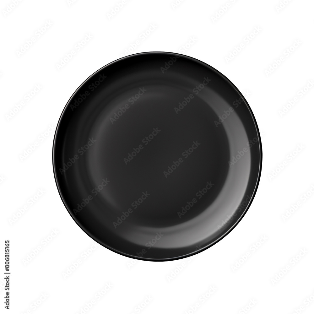 empty black plate isolated on transparent background