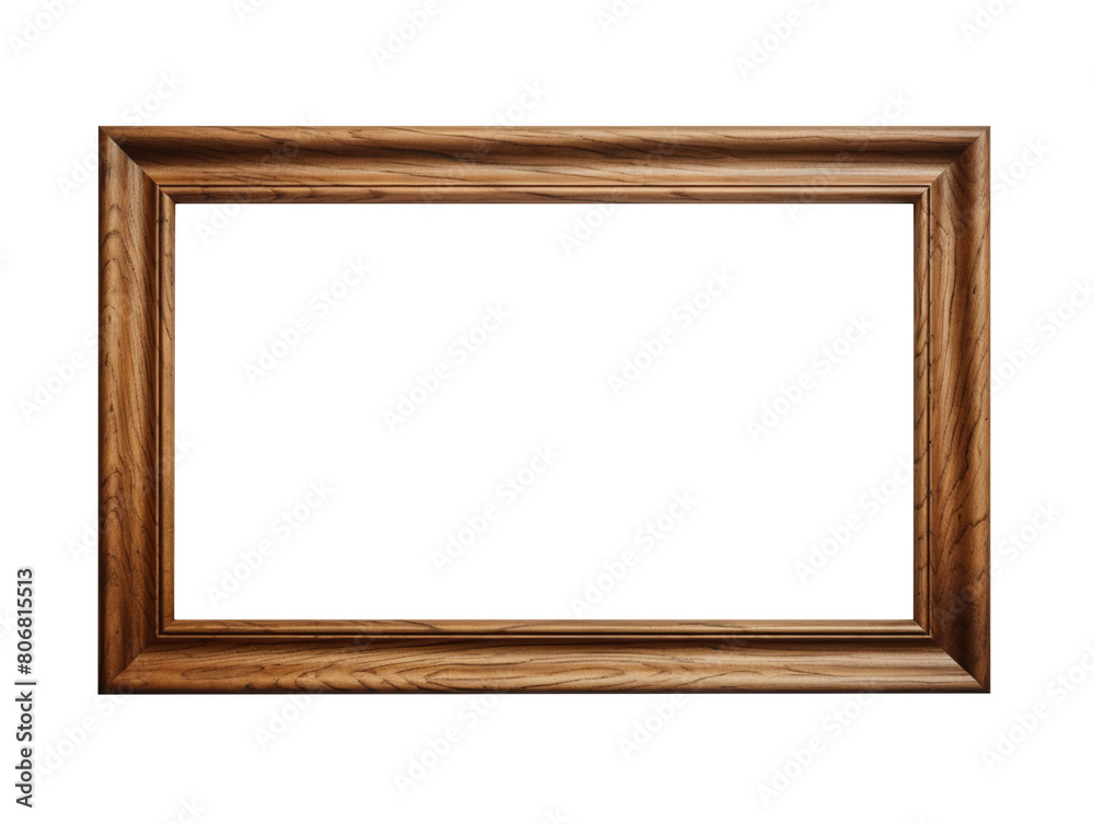Empty brown wooden frame isolated on transparent background