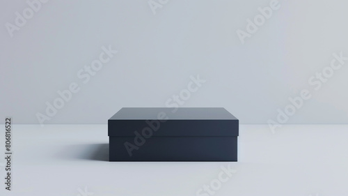 dark blue blank box mockup on white background