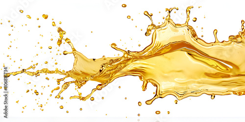Golden Oil Splash Background On White Isolated Background, Generative Ai 