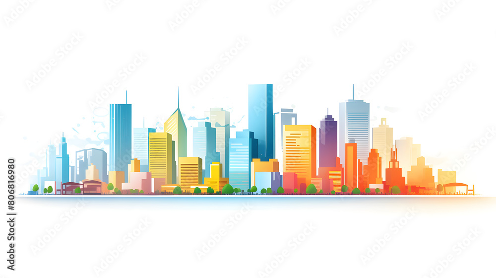 Fototapeta premium Digital cityscape flat design illustration abstract graphic poster web page PPT background