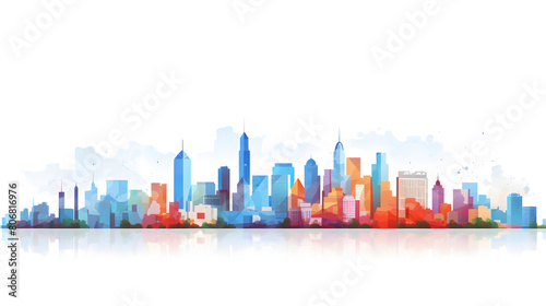 Digital cityscape flat design illustration abstract graphic poster web page PPT background