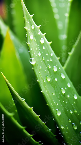 Close up of green leafy aloe vera plant for beauty and skin care background