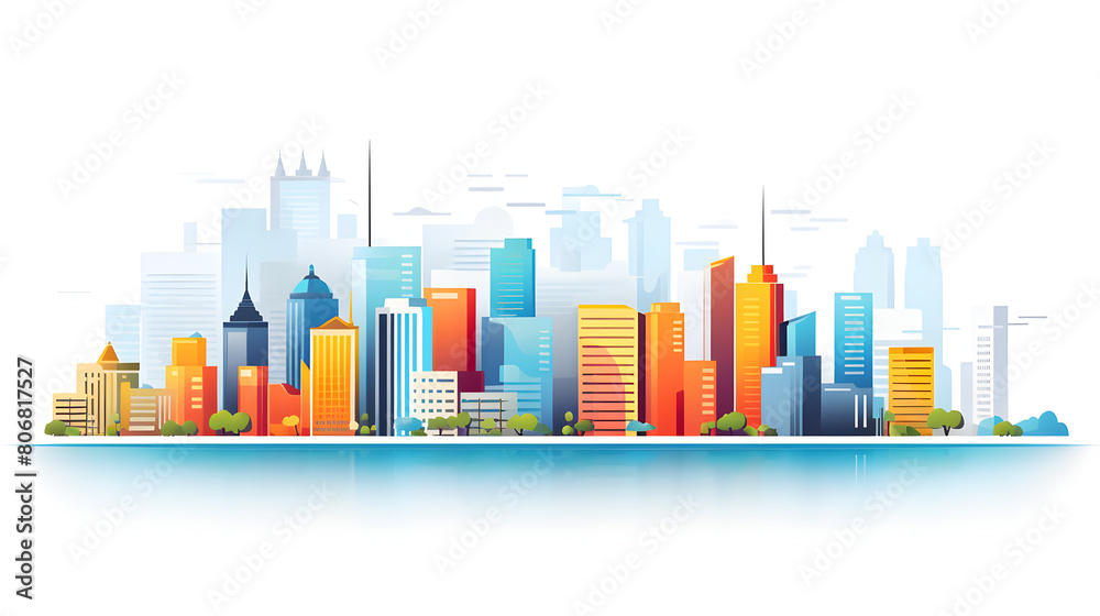 Fototapeta premium Digital cityscape flat design illustration abstract graphic poster web page PPT background