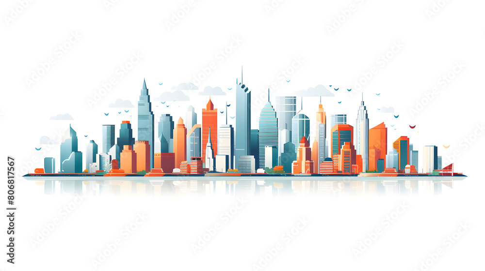 Digital cityscape flat design illustration abstract graphic poster web page PPT background Digital cityscape flat design illustration abstract graphic poster web page PPT background