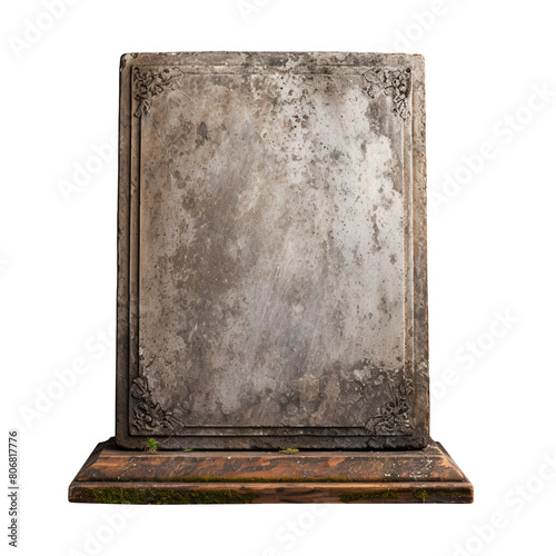 Empty old tombstone isolated on transparent background