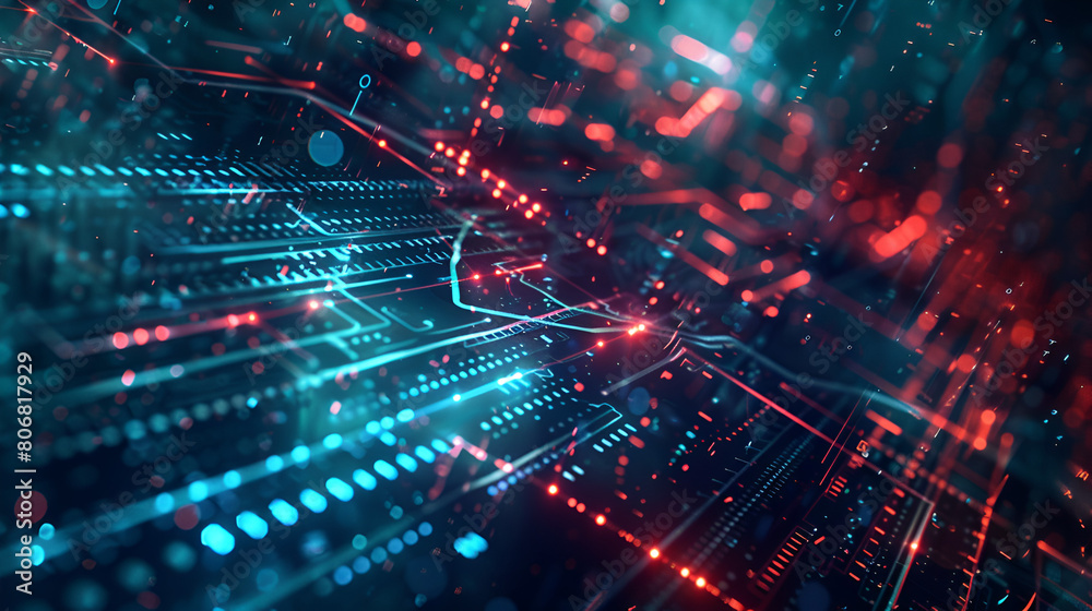 The structure of the network connection of points and lines. Data technology. Digital background. 3D rendering, Generative Ai