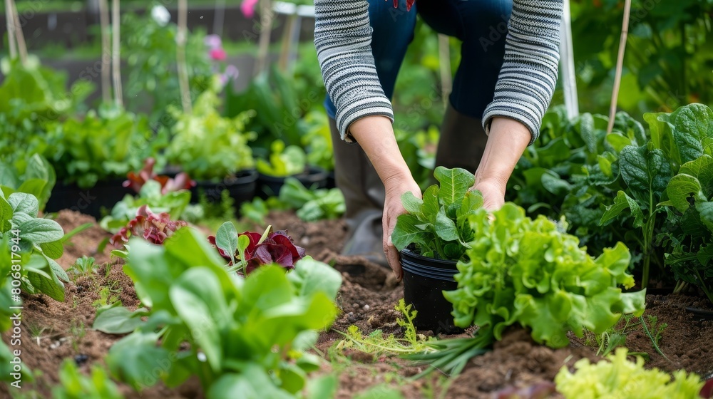 Fototapeta premium person planting a seedling