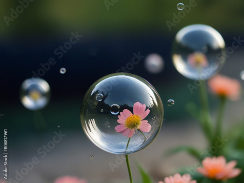 soap bubbles and flowers