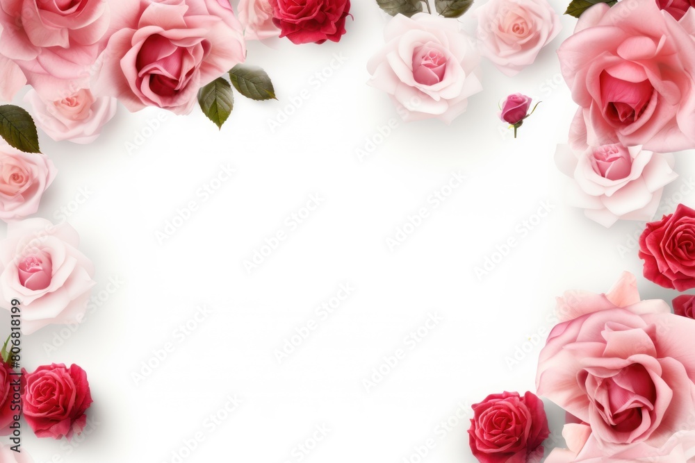 Rose traditional rectangular frame on white background design for headline logo or sale banner blank copyspace for design text photo website web 