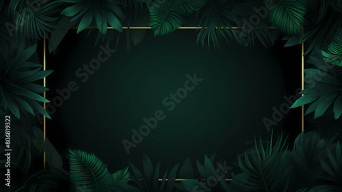 Dark green tropical leaves with frame