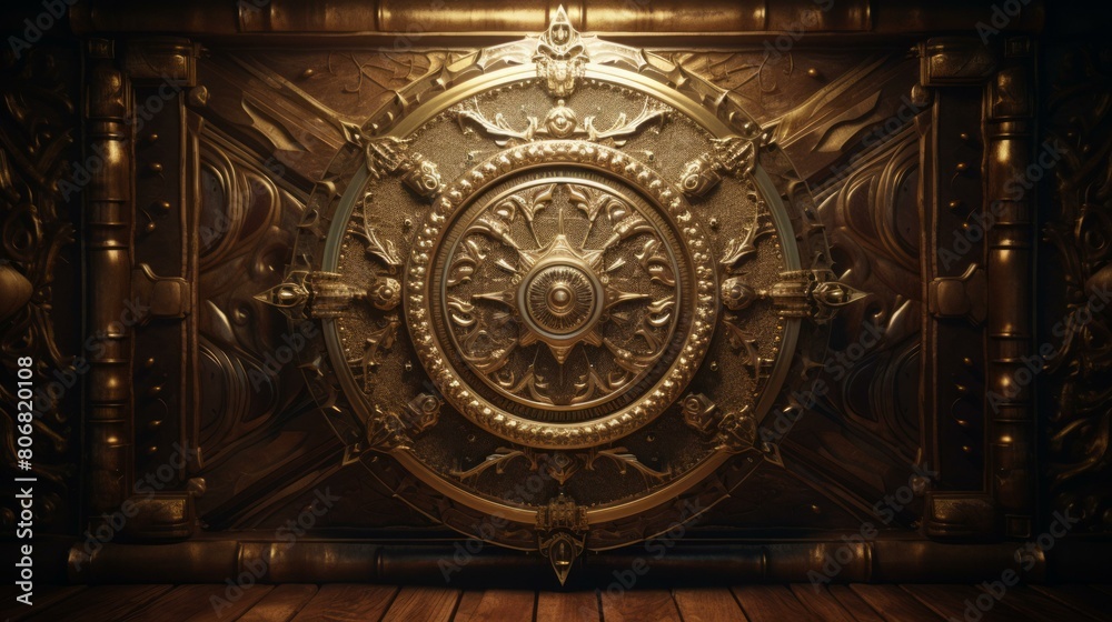 Ornate golden steampunk style fantasy door