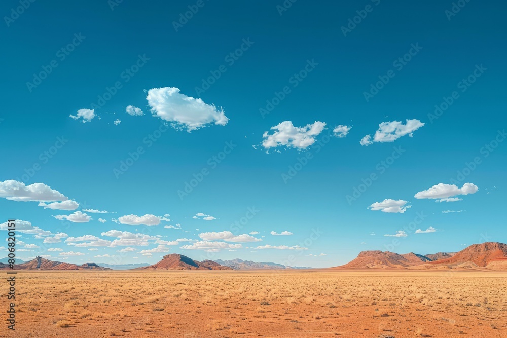 A vast desert landscape with mountains in the distance