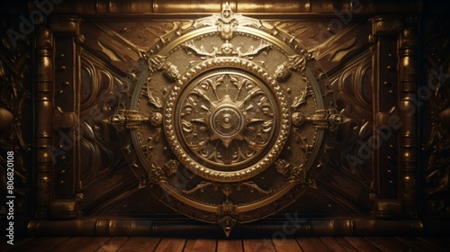 Ornate golden steampunk style fantasy door