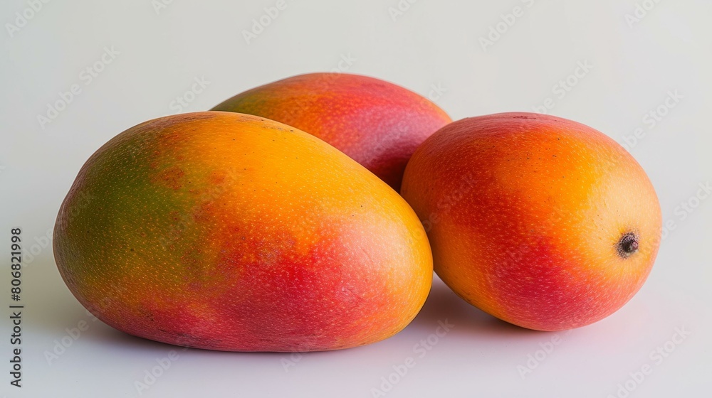 Three ripe mangoes on a white background Three ripe mangoes on a white background