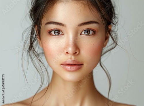 Portrait of a young Asian woman with flawless skin