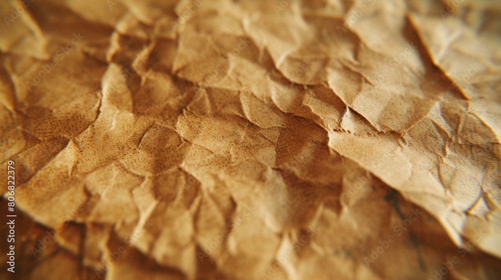 Close-up of brown crumpled paper texture Close-up of brown crumpled paper texture