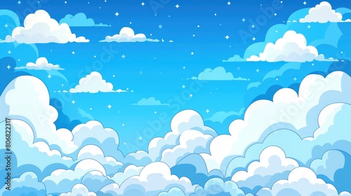 Air And Clouds Against A Blue Sky Backdrop, Abstract And Expansive, Inviting Contemplation And Wonder, Cartoon Background