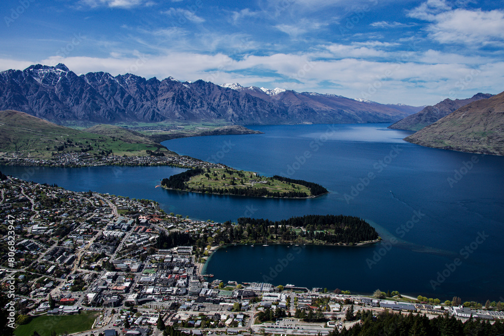 Lake Wakatipu from above on top of the luge at Queenstown New Zealand