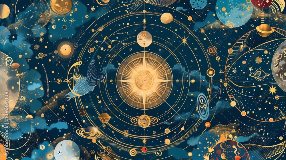 Fototapeta premium an illustration rendition of Zodiac Plan