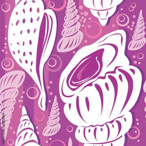 Seamless shell pattern, Beach motives