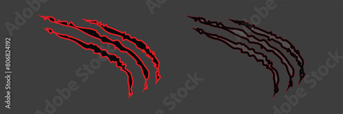 Animal Claw scratches icons set vector. Claws silhouette, claw marks. paw scratch.
