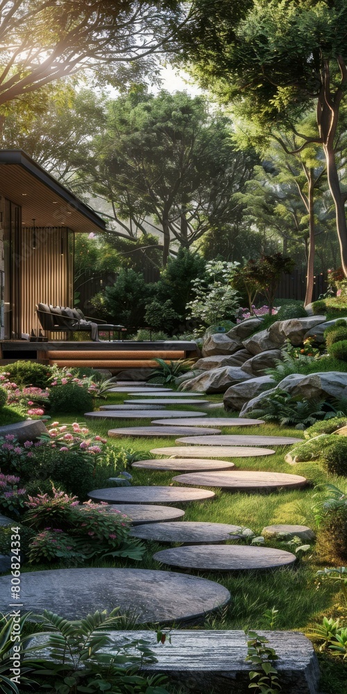 Stepping Stones in a Landscaped Garden