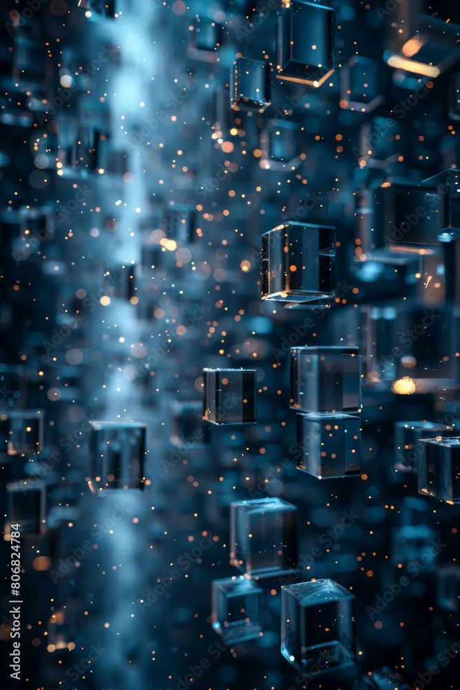 Fototapeta premium Blue Glowing Cubes