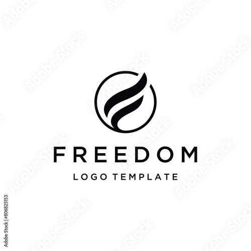 Initial Letter F with Freedom Flying Bird Wing Shape Logo Design