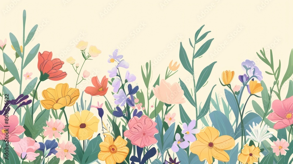 Background Of Garden Flowers With Ample Copy Space, Providing A Natural And Serene Ambiance, Cartoon Background Background Of Garden Flowers With Ample Copy Space, Providing A Natural And Serene Ambiance, Cartoon Background