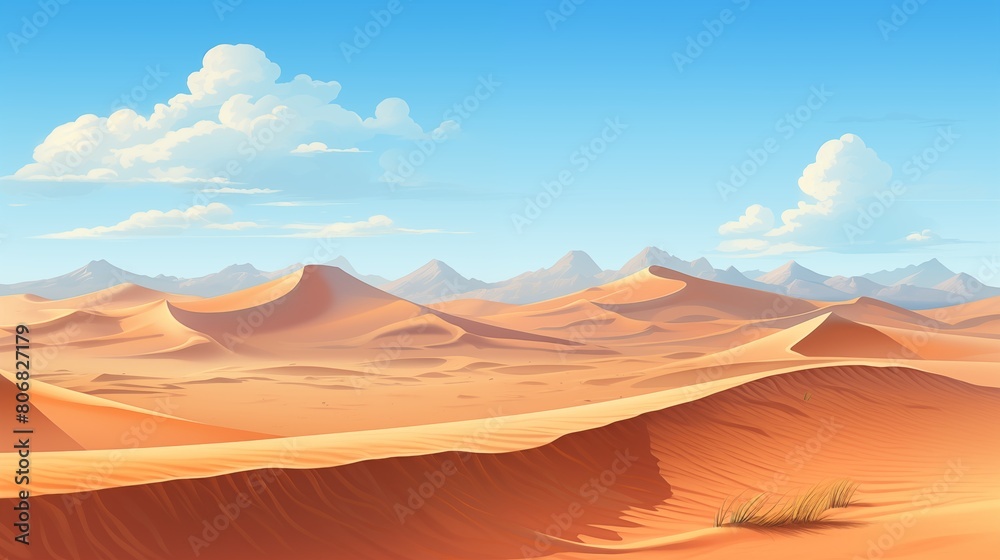 A vast empty desert with rolling sand dunes