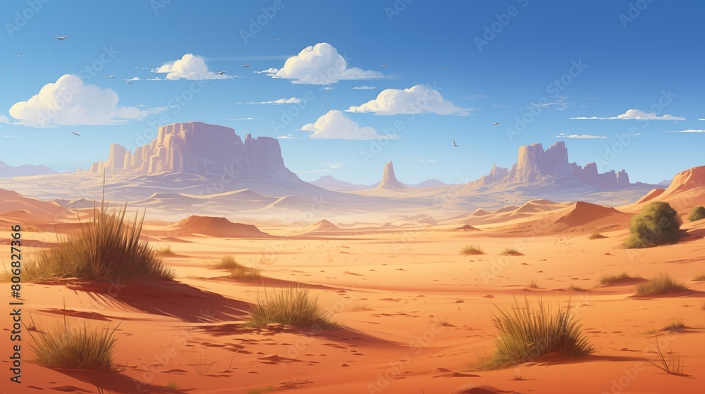 A vast empty desert with rolling sand dunes