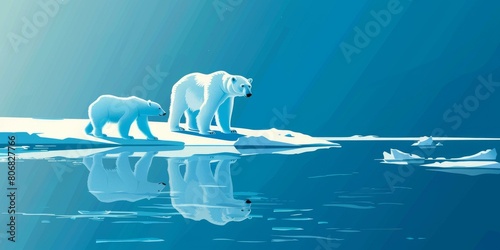 Polar bears on ice floes in the Arctic photo