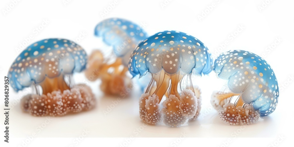A group of jellyfish photographed up close A group of jellyfish photographed up close