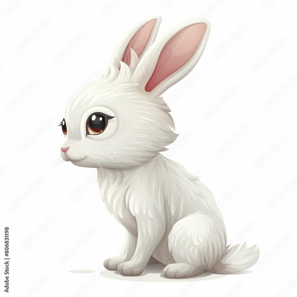 Obraz premium A white rabbit sadly gazes at the viewer from the ground