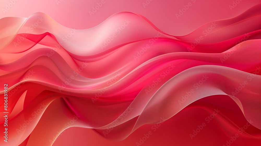 Red and pink background with three-dimensional smooth red waves.