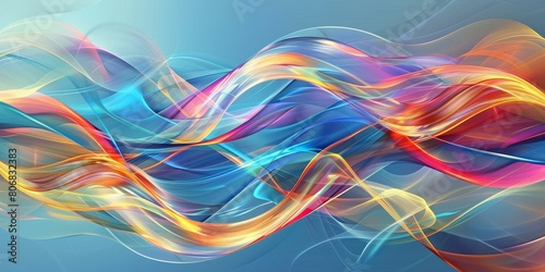 Abstract Digital Art with Smooth Colorful Waves - Dynamic Motion  Vibrant Neon Colors  Modern Design  Flowing Background